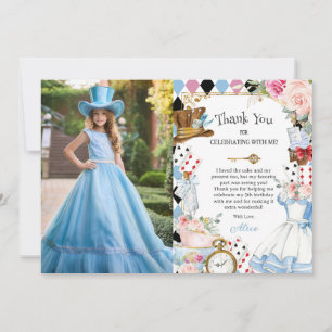 Carte De Remerciements Alice au pays des merveilles Photos de Thé d'anniv
