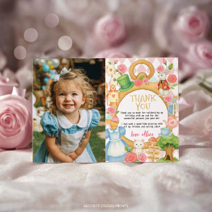 Carte De Remerciements Alice dans l'Onederland Tea Party Anniversaire Pho