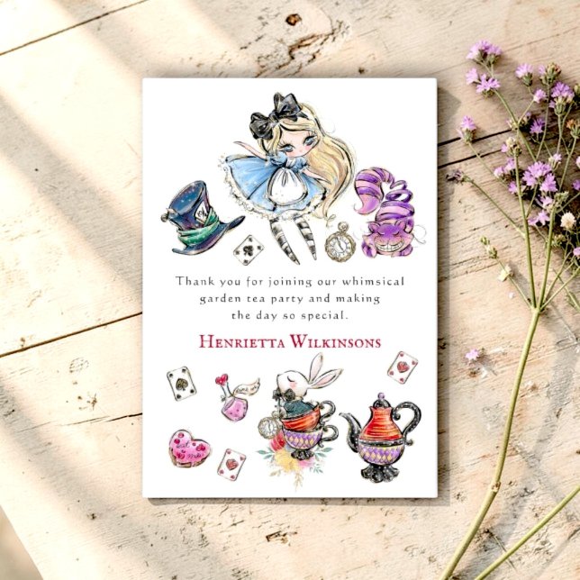 Carte De Remerciements Alice Tea Party Whimsical Garden Thank You Card (Créateur téléchargé)