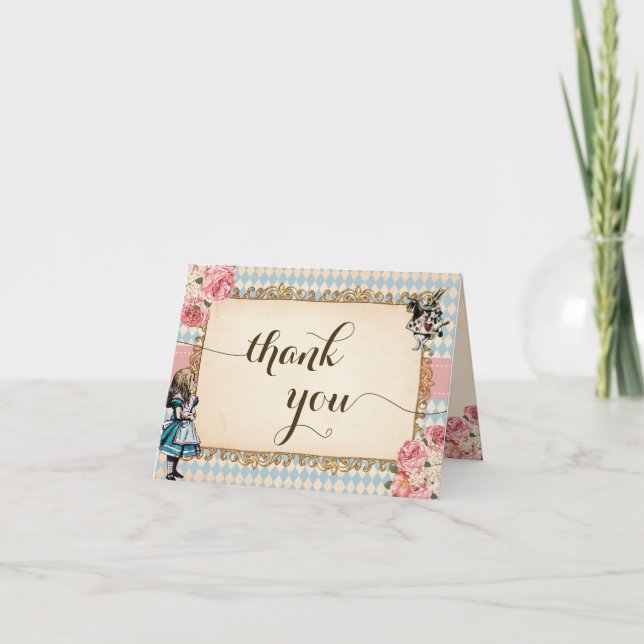 Carte De Remerciements Alice Wonderland Baby Shower Thank You Folded Card (Devant)