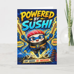 Carte De Remerciements Alimenté par Sushi – Super-héros Mignon Sushi