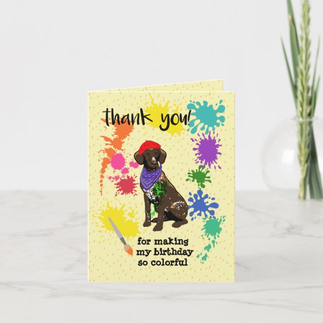 Carte De Remerciements Allemand Short Haied Pointer Dog Fun Art Anniversa (Devant)