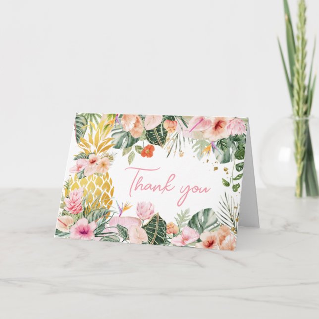 Carte De Remerciements Aloha Baby shower ananas (Devant)