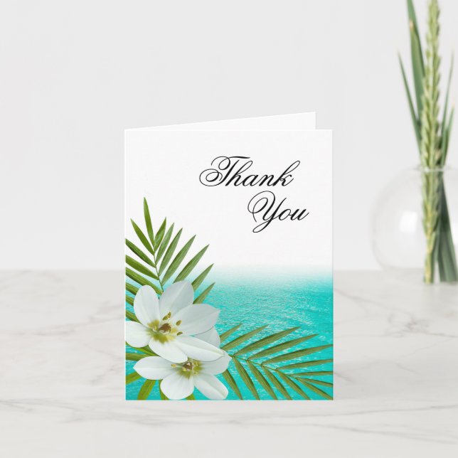 Carte De Remerciements Aloha Beach Tropical Flowers Thank You (Devant)