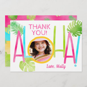 Carte De Remerciements Aloha Luau Anniversaire Photo tropicale