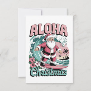 Carte De Remerciements Aloha Noël Hawaï Santa Surfing Tropical 