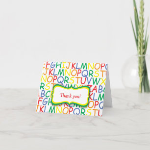 Carte De Remerciements Alphabet Birthday Thank You Note / kids stationery