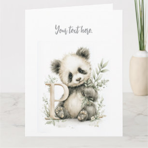 Carte De Remerciements Alphabet mignon en aquarelle bébé animal Panda