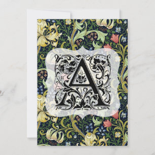 Carte De Remerciements Alphabet William Morris Lys doré Couleurs foncées