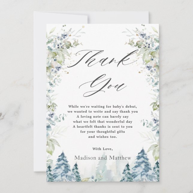 Carte De Remerciements Alpine Winter Wonderland Baby shower Anniversaire  (Devant)