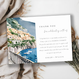 Carte De Remerciements Amalfi Coast Italie Aquarelle Mariage Paysage