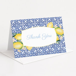 Carte De Remerciements Amalfi Lemons Azulejos Powder Blue Baby Shower