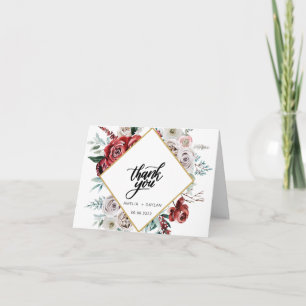 Carte De Remerciements Amande de corail Moderne Aquarelle Mariage de fleu