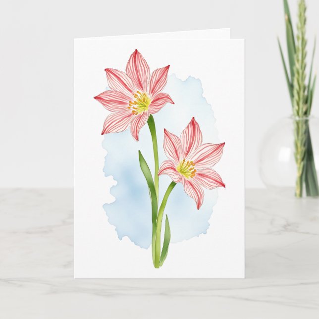 Carte De Remerciements Amaryllis Fleur Aquarelle (Devant)