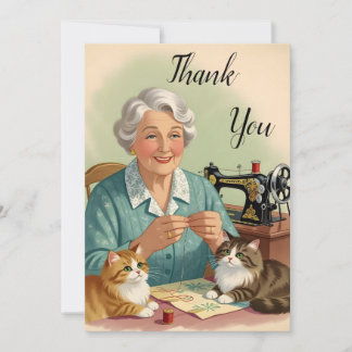 Carte De Remerciements Amateur de couture et amoureux des chats