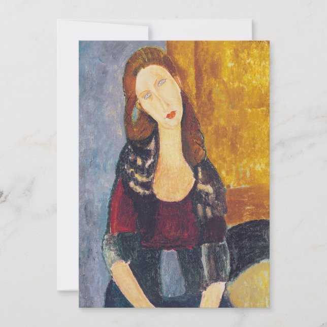 Carte De Remerciements Amedeo Modigliani - Portrait Jeanne Hebuterne #2 (Devant)