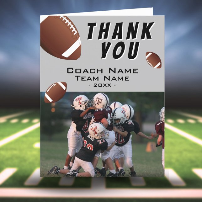 Carte De Remerciements American Football Balls Coach Photo (Créateur téléchargé)