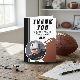 Carte De Remerciements American Football Coach Football Ball Black Photo