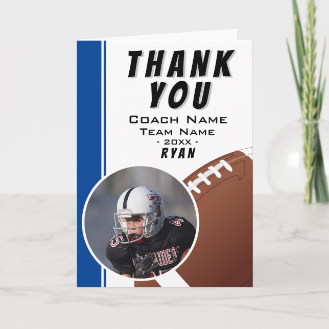 Carte De Remerciements American Football Coach Football Ball Photo (Devant)