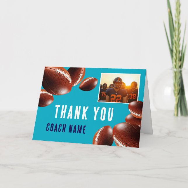 Carte De Remerciements American Football Coach Name Photo (Devant)