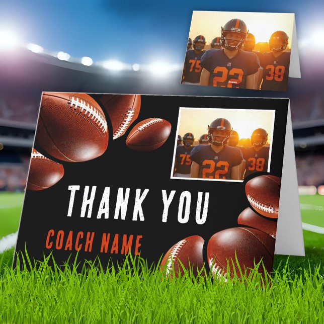 Carte De Remerciements American Football Coach Nom Photo (Créateur téléchargé)