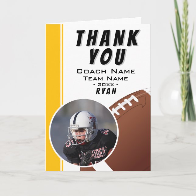 Carte De Remerciements American Football Coach Team Player (Devant)