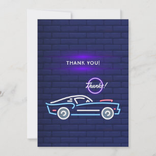 Carte De Remerciements American Muscar Neon Anniversaire