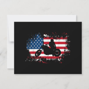 Carte De Remerciements American US Flag Motorcycle Funny Sport Lover