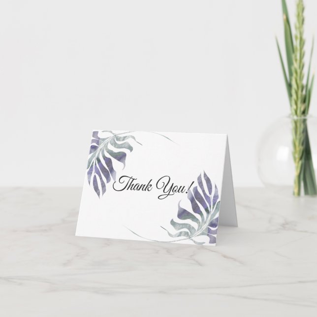 Carte De Remerciements Amethyst Plum Feuilles (Devant)