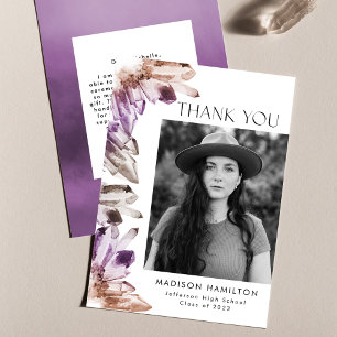 Carte De Remerciements Améthyste Aquarelle cristaux Photo Graduation