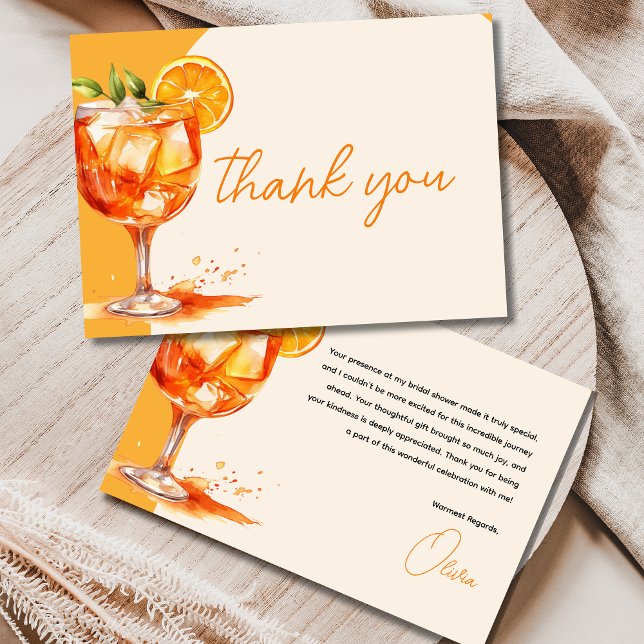 Carte De Remerciements Amour à la Fête des mariées orange First Spritz (Créateur téléchargé)