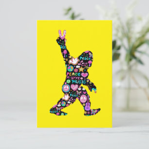 Carte De Remerciements Amour de la paix Bigfoot Hippie Drôle Amateur de B