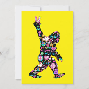 Carte De Remerciements Amour de la paix Bigfoot Hippie Drôle Amateur de B