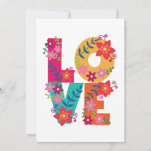 Carte De Remerciements Amour de mot coloré décoré de fleurs