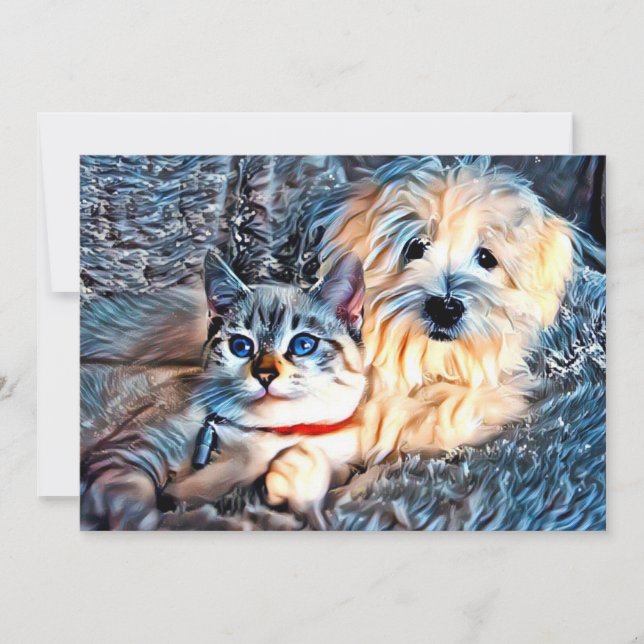 Carte De Remerciements Amour des chats et des chiens (Devant)