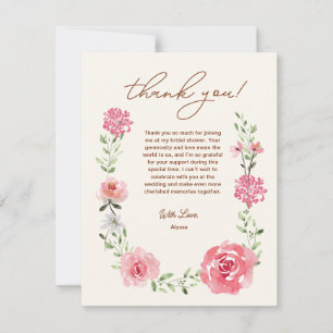 Carte De Remerciements Amour en fleurs Aquarelle Fleurs Mariage Jour de f