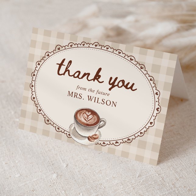 Carte De Remerciements Amour en Infusion Gingham Café Shower de Mariée (Créateur téléchargé)