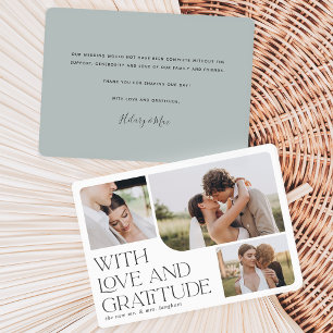 Carte De Remerciements Amour et gratitude   Mariage multiphoto