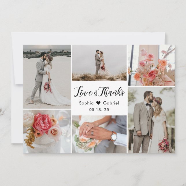 Carte De Remerciements Amour et Remerciements 6 Collage photo de remercie (Devant)