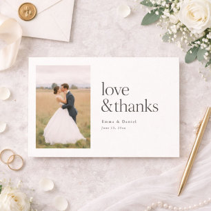 Carte De Remerciements Amour et Remerciements Chic Minimaliste Photo Mari