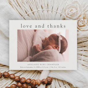 Carte De Remerciements Amour et Remerciements Photo Minimale Bébé