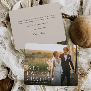 Carte De Remerciements Amour & Gratitude Photo de mariage horizontale à