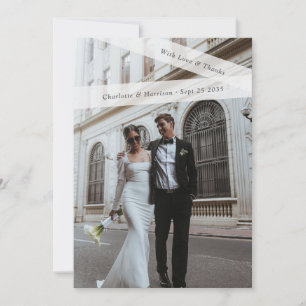 Carte De Remerciements Amour Moderne et Ruban de Papier Photo de Mariage