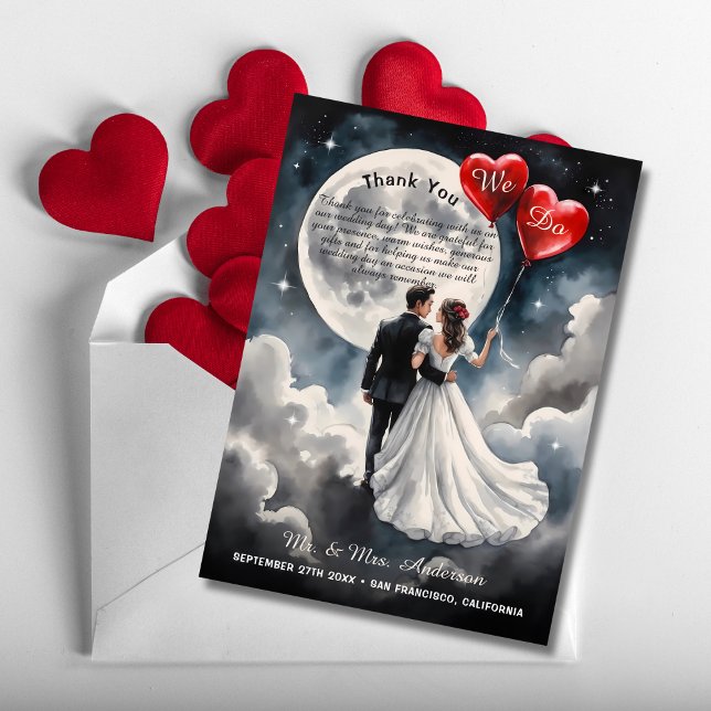 Carte De Remerciements Amour romantique sur Cloud Neuf Mariage Fairytale (Créateur téléchargé)