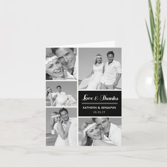 Carte De Remerciements Amour simple et mariage moderne de photo multi des (Devant)