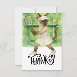 Carte De Remerciements Amoureux de les chats de tennis sur le court
