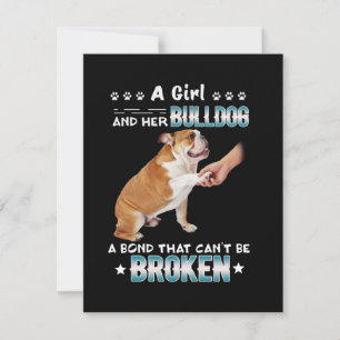 Carte De Remerciements Amoureux des chiens  Girl Her Bulldog A Bond Carib