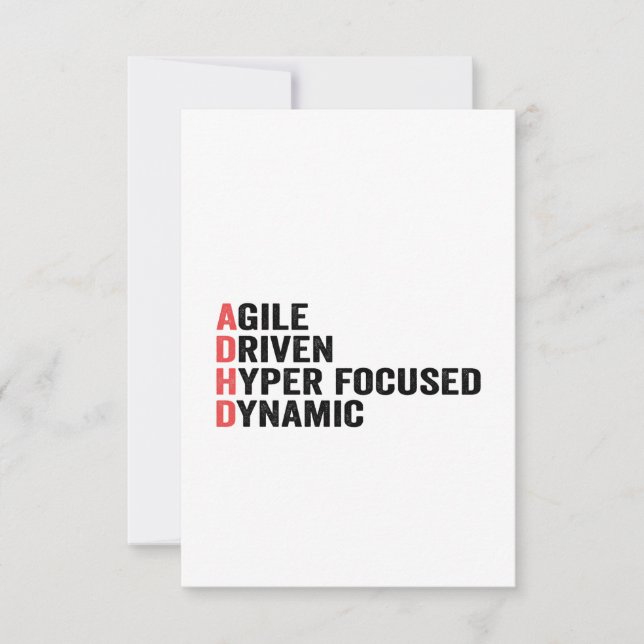 Carte De Remerciements Amusant Adhd Agile Driven Hyper Focused Dynamic Do (Devant)