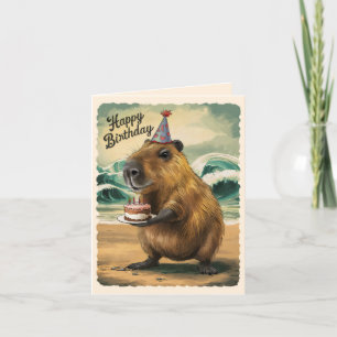 Carte De Remerciements Amusant mignon Capybara Joyeux anniversaire