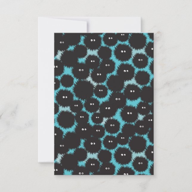 Carte De Remerciements Amusant monstres noirs moelleux (Devant)